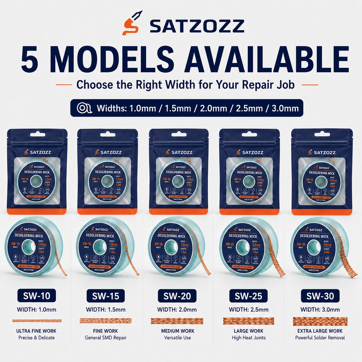 SATZOZZ Desoldering Wick 5 Models Available