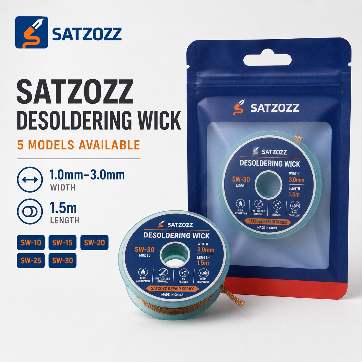 SATZOZZ Desoldering Wick Solder Removal Braid