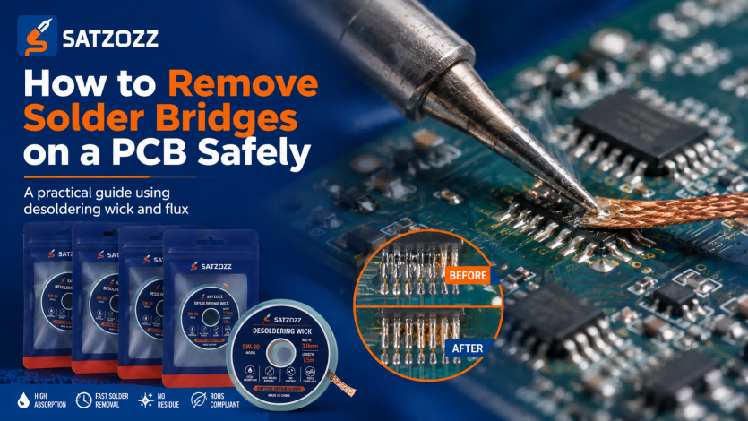 How to Remove Solder Bridges on a PCB with Desoldering Wick