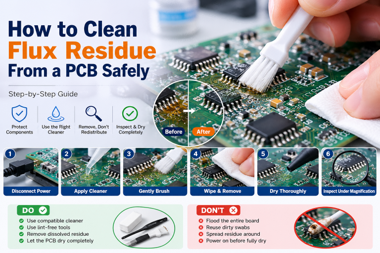 How to Clean Flux Residue From a PCB Safely: Step-by-Step Guide
