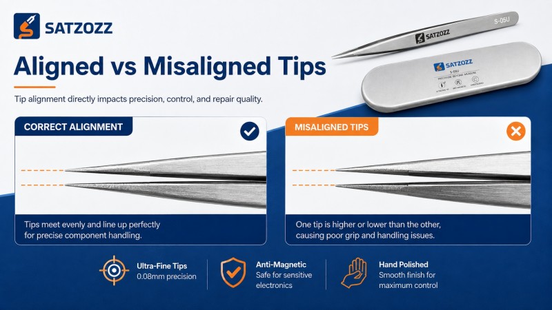 Cleaning and inspecting precision tweezer tips under magnification