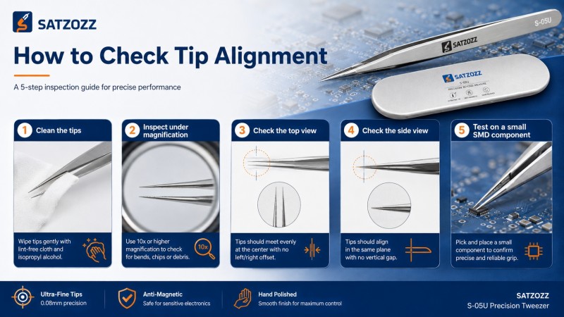 Macro inspection of aligned and misaligned precision tweezer tips