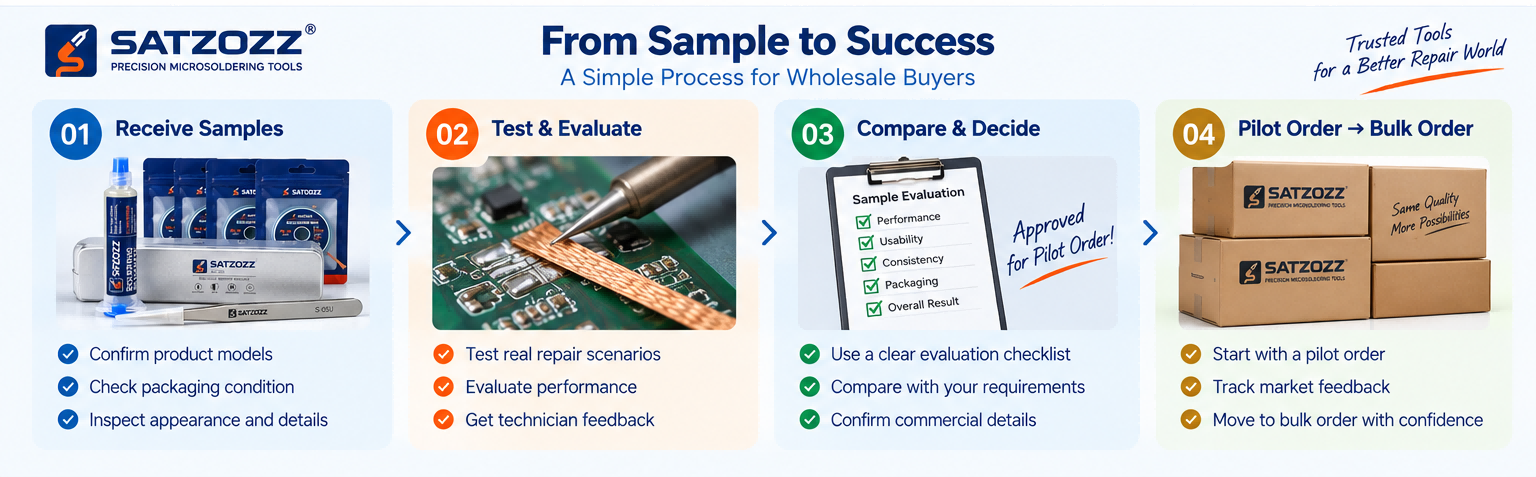 PCB repair tool wholesale quote comparison showing price MOQ packaging lead time and total purchasing cost