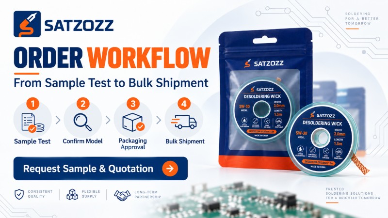 SATZOZZ PCB repair tools for wholesale including desoldering wick flux and precision tweezers